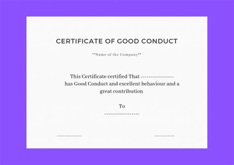 Gallery of Good Conduct Certificate Template (3 with Good Conduct ...