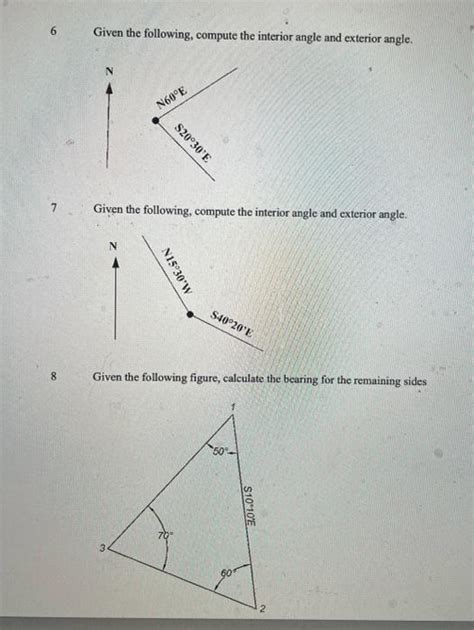 Solved Given the following, compute the interior angle and | Chegg.com