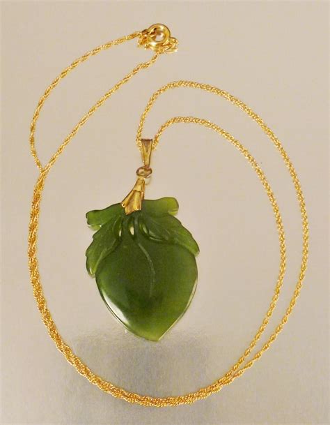 Asian Jade Pendant Peach Carved Stone 1960s Hanging App 21 In