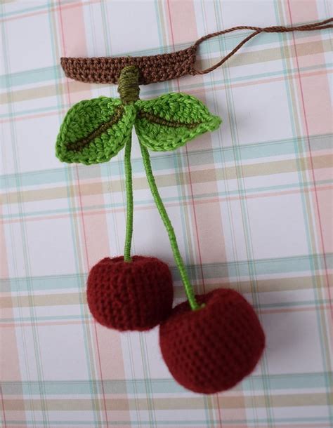 Free Crochet Pattern Brooch Hairpin For Hair Cherries In 2023