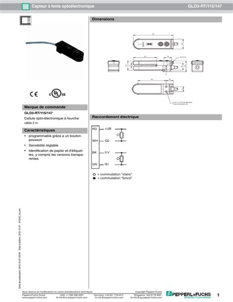 1 Capteur à fente optoélectronique GLD3 RT 115