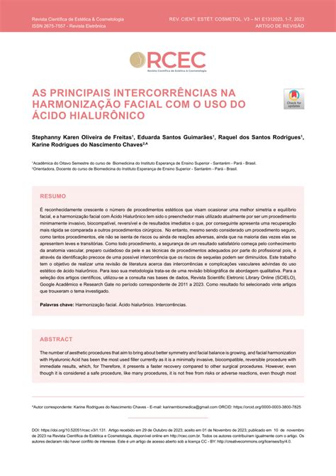 PDF As principais intercorrências na harmonização facial o uso do