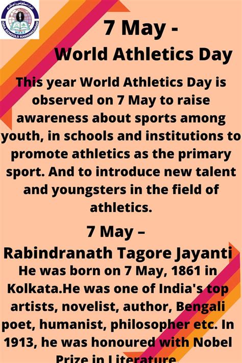 May World Athletics Day Rabindranath Tagore Jayanthi Important