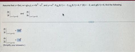 Solved Assume That Z F W W G X Y X 6r3−s2 And Y Re3 If