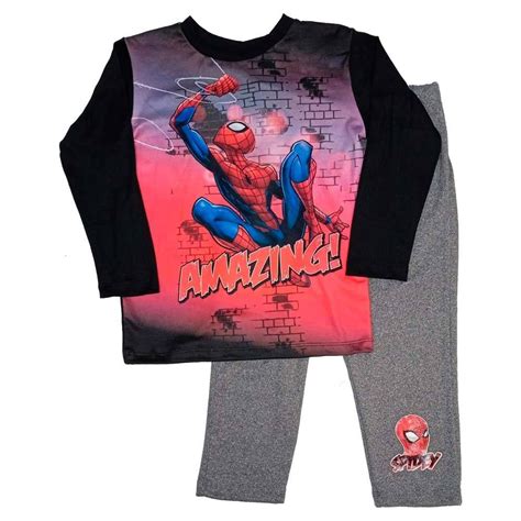 Pijama Spiderman Talla 10 Manga Larga Amazing Spidey Gris Con Negro