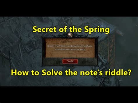 How To Solve The Note S Riddle For Secret Of The Spring Sidequest