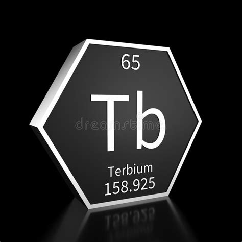 Periodic Table Element Terbium Rendered Metal On Black On Black Stock