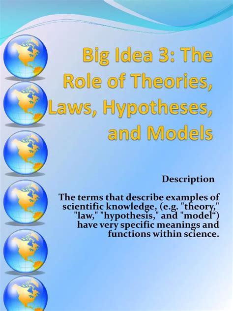 Ppt Big Idea 3 The Role Of Theories Laws Hypotheses And Models