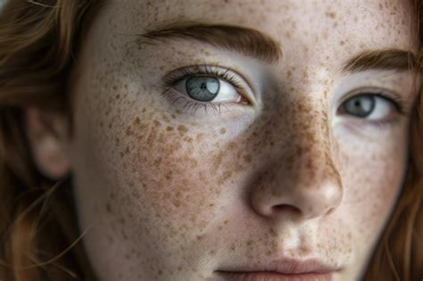 Premium Photo Close Up Of Woman With Freckles On Face