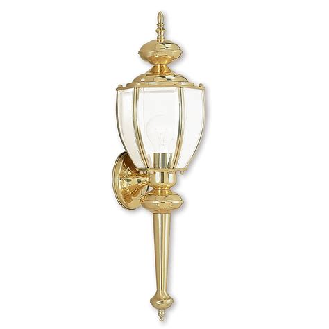 Livex Lighting Outdoor Basics 1 Light 25 In H Polished Brass Outdoor Wall Light 2112 02 At