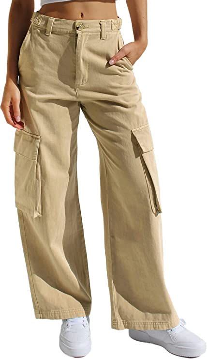 Evaless Cargo Pants Women Baggy Casual High Waisted Straight Leg Pants