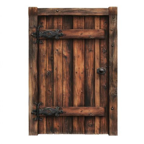 Rustic Wooden Door With Iron Hinges And Door Knob Premium Ai