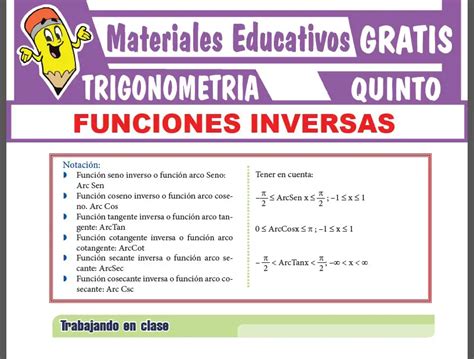 Funciones Inversas Para Quinto Grado De Secundaria Fichas GRATIS