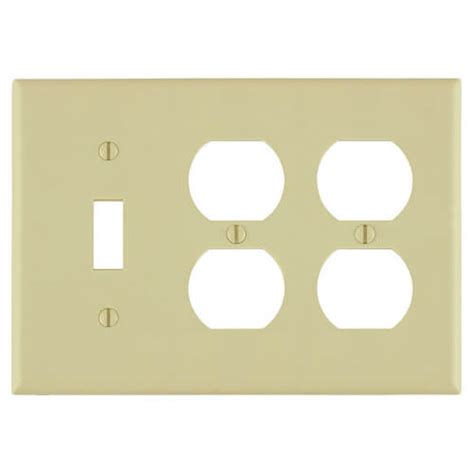 86047 Leviton 86047 3 Gang Electrical Wall Plate 2 Duplex And 1 Toggle Switch Ivory