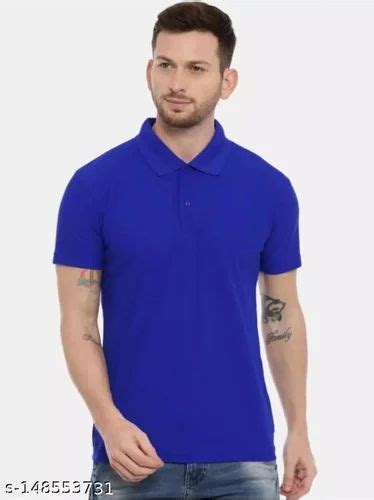 Plain Blue Cotton Polo Neck Men T Shirt At Rs 220 Piece In New Delhi