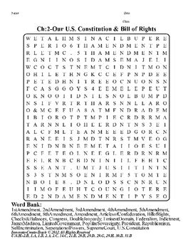 U S History Staar Word Search Puzzle Ch Our U S Constitution