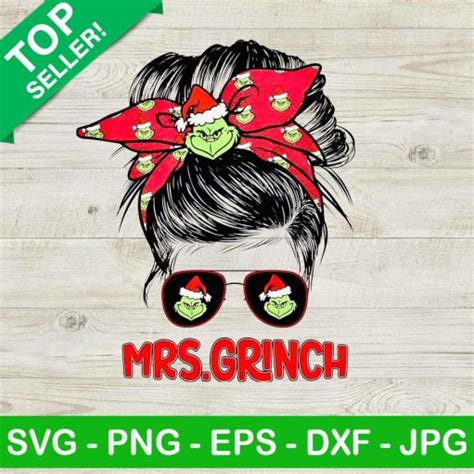 Mrs Grinch Png Christmas Messy Bun Png Grinch Christmas Png