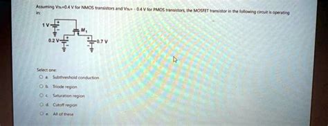 Solved Assuming Vgs V For Nmos Transistors And Vgs V For