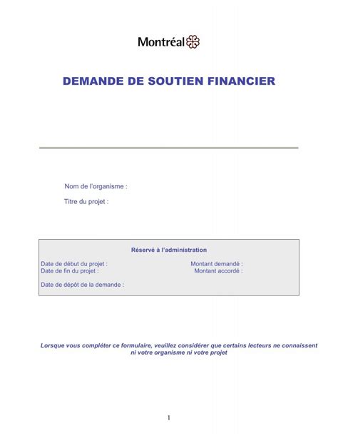 Demande De Soutien Financier Ville De Montr Al