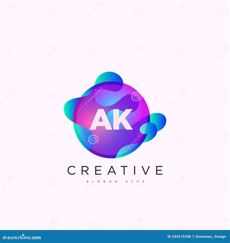 Initial Letter Ak Logo Template Colorful Circle Sphere Design For