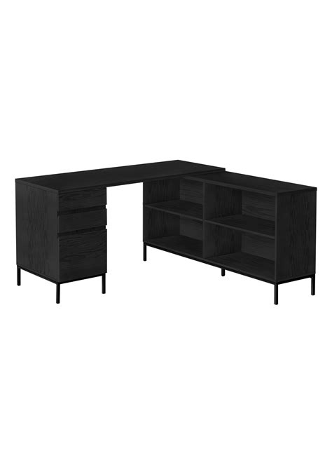 COMPUTER DESK - 60"L / BLACK OAK L-SHAPED CORNER - MAISON CAPLAN