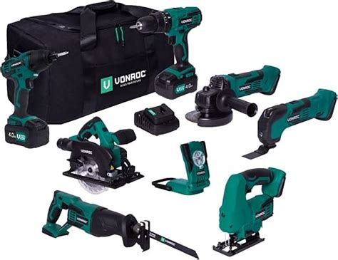 VONROC VPower Tool Set 20 V 4 0 Ah Includes 7 Machines 2 Batteries