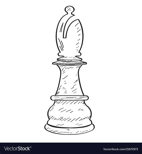 Retro sketch of a bishop chess piece Royalty Free Vector