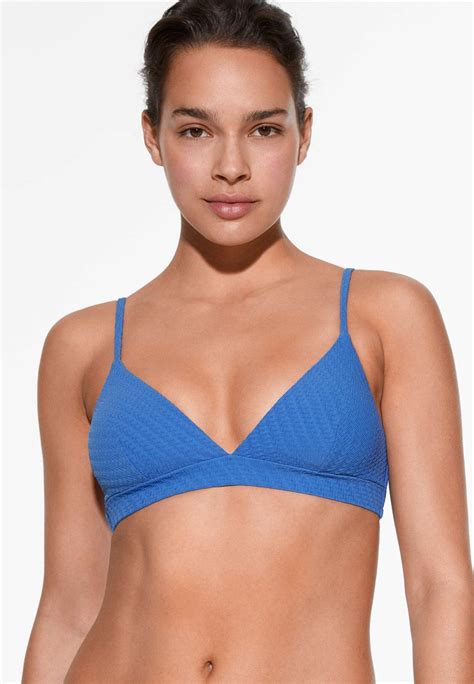 Oysho Textured Triangle Bikini Top Light Blue Hellblau Zalando At