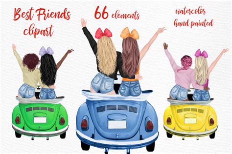 Watercolor Best Friends Clipart Png Free Svg Files For Cricut