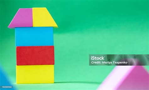 Colored House From A Childrens Soft Constructor On A Green Background