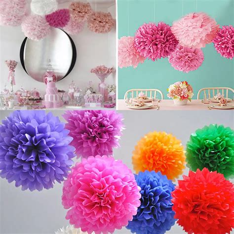 Tissue Paper Pompoms Pom Poms Flower Balls Fluffy Wedding Party Decoration Peony Paper Flower