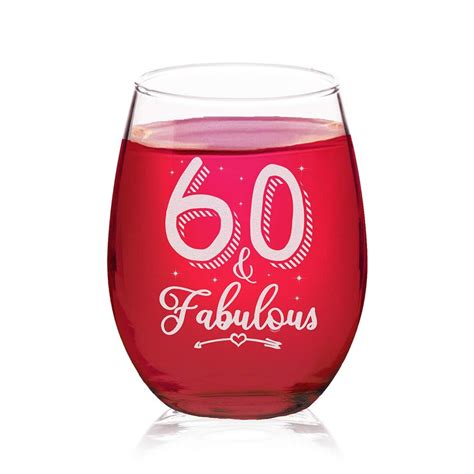 60 And Fabulous Stemless Wine Glass 60th Birthday T For Etsy