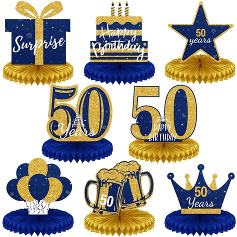 Buy Spakon 8 Pieces 50th Birthday Decorations Glitter 50th Happy