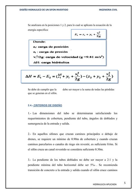 98096068 Diseno Hidraulico De Un Sifon Invertido PDF