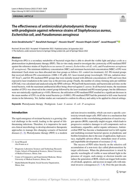 The Effectiveness Of Antimicrobial Photodynamic Therapy With Prodigiosin Against Reference