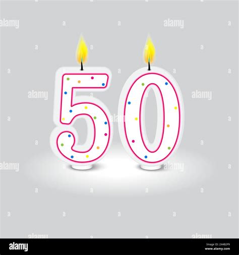 50th Birthday Celebration Candles Vector Festive Number Fifty With