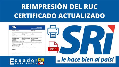 Reimprimir certificado del RUC SRI En línea 2024 YouTube