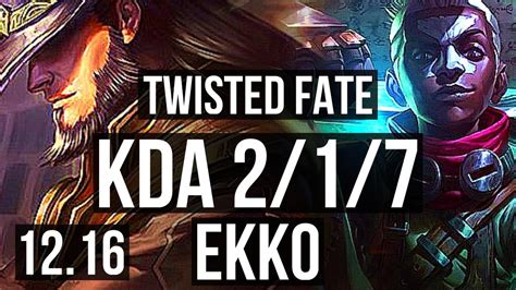 Twisted Fate Vs Ekko Mid 2 1 7 Kr Master 12 16 Youtube