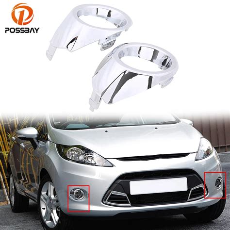 POSSBAY Chrome ABS Car Front Bumper Fog Light Trim Cover Case For Ford