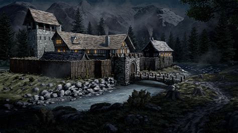 Mountain Hunting Lodge - JamesRPGArt | DnD Scenes & Animated RPG Artwork