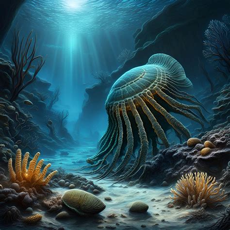 Bioluminescent Lit Cambrian And Ordovician Life Forms In The Paleozoic