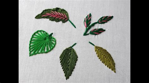 Hand Embroidery Five Leaf Tutorial Hand Stitch Leaf Tutorial YouTube