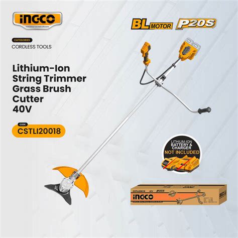 Ingco 40V Lithium Ion Cordless String Trimmer Grass Brush Cutter P20S