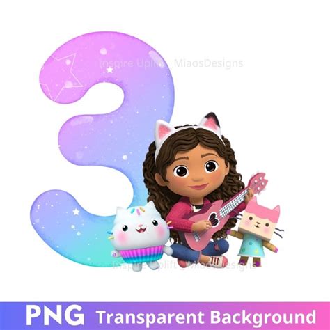 Gabby's Dollhouse 3rd Birthday Three PNG Transparent Image | Inspire Uplift