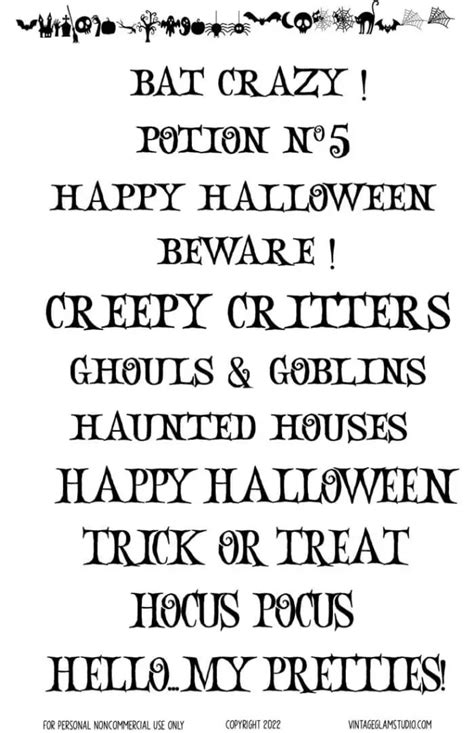 halloween words  phrases printable halloween words spooky