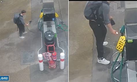 Hair Raising Moment Man 31 Pours Petrol From Pump On The Ground At