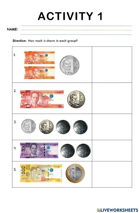 Counting Bills And Coins Worksheets Counting Worksheet Coins