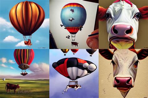 Cow Flying In A Hot Air Balloon By Artgerm Stable Diffusion Openart