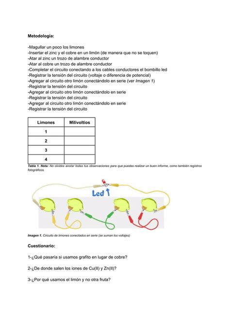 Laboratorio Qu Mica Bater A Pila Con Limones Pdf