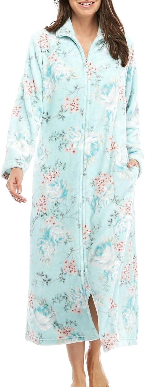 Miss Elaine Womens Fleece Long Sleeve Zip Front Robe X